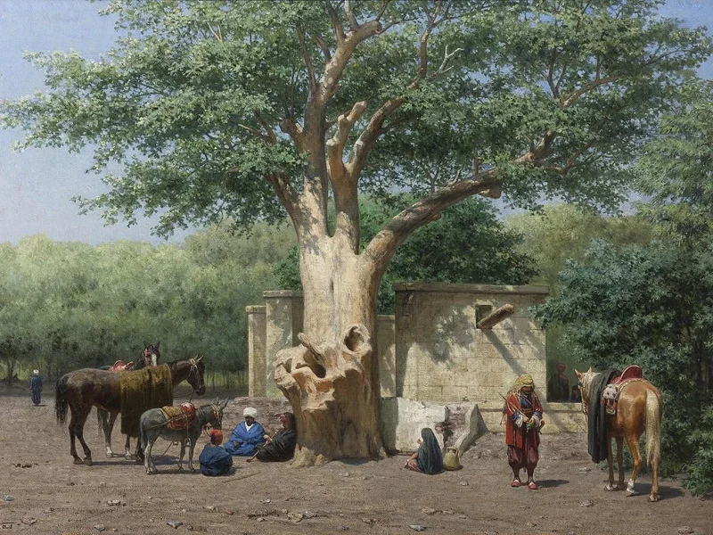 1834-Willem de Famars Testas - Il pozzo e il sicomoro in piazza Ezbekieh, Il Cairo, ca. 1858-60 - Museo Taylors